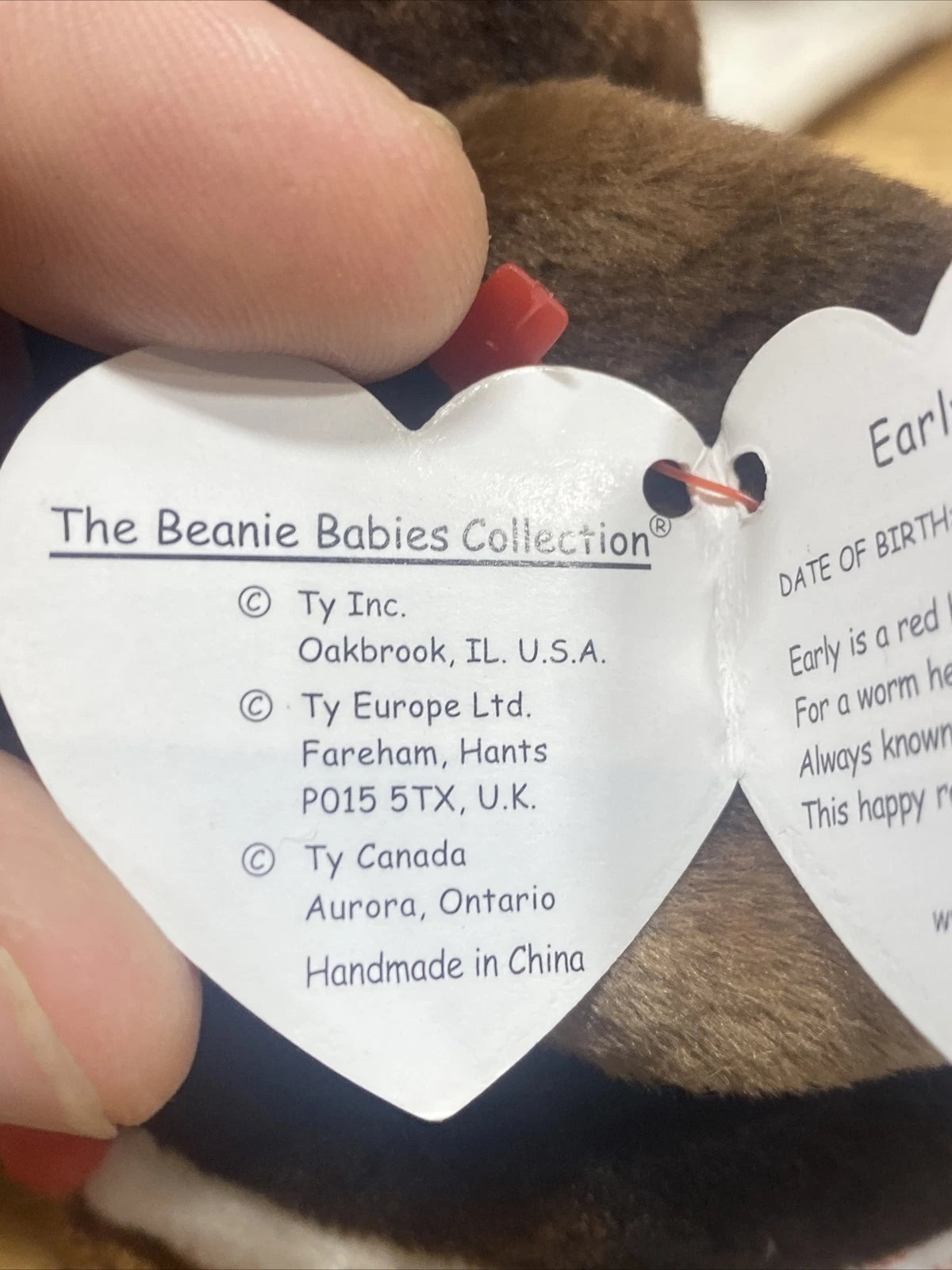 Vintage Ty Beanie Baby "Early" 1996 Mint w/ Tag Errors