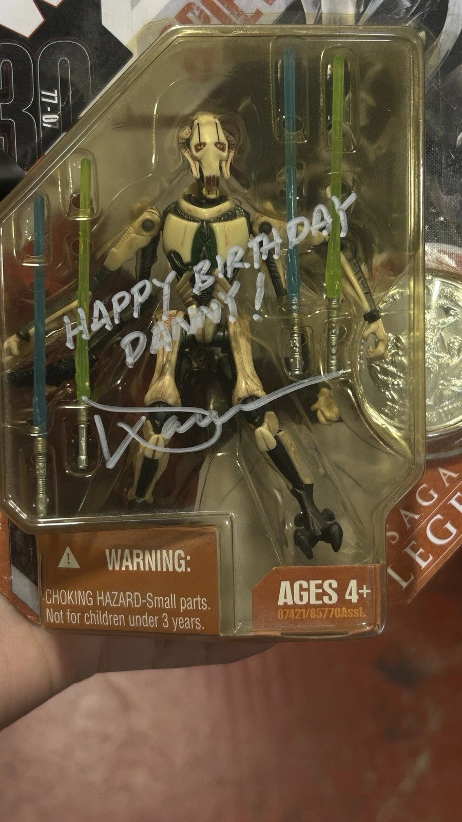 Star Wars 30th Anniversary General Grievous Saga Legends with Silver Coin Signed