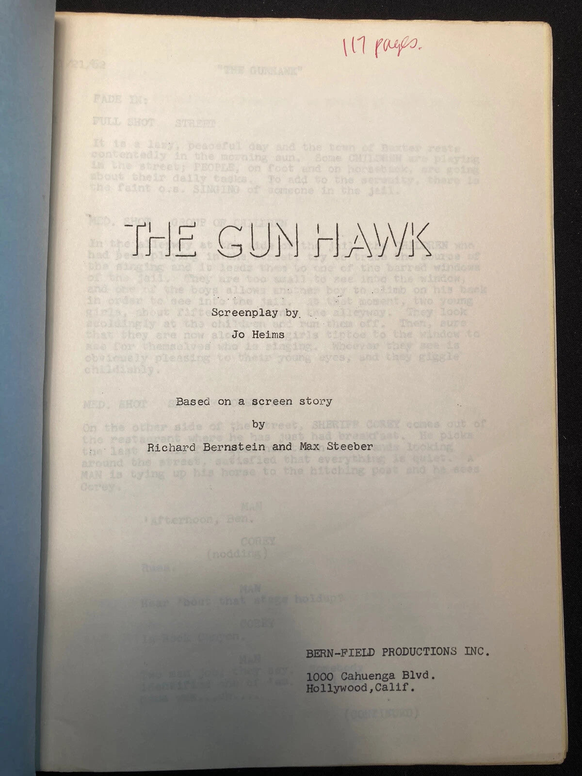 THE GUN HAWK / Jo Heims 1962 Screenplay, RORY CALHOUN & ROD CAMERON Western