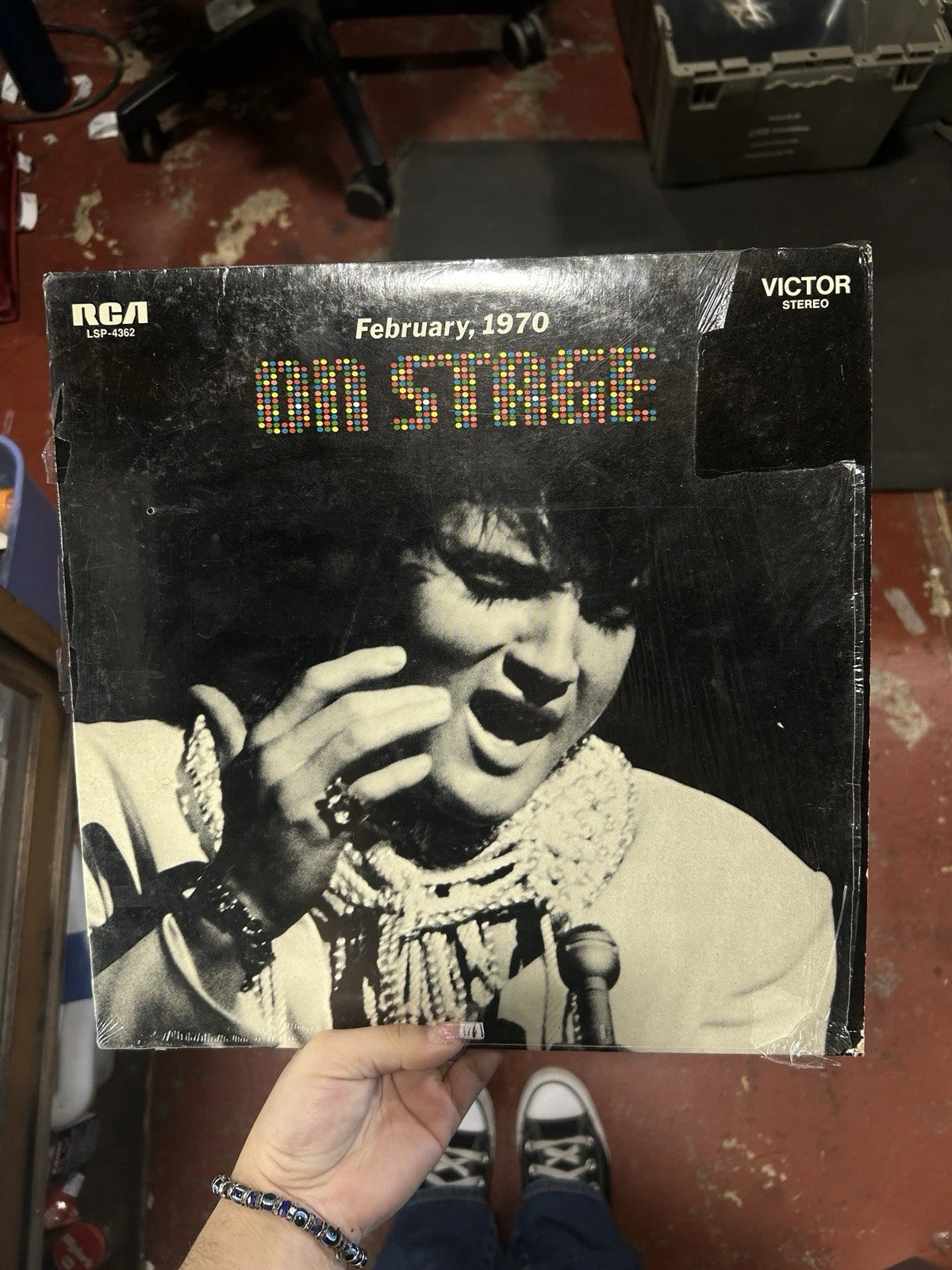 ELVIS PRESLEY LP LSP-4362 ON STAGE 1970 SHRINK RARE ORANGE LBL RIGID VINYL