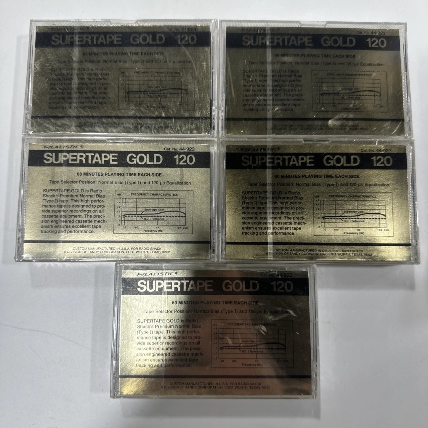 REALISTIC Five Audio Cassettes Tapes SUPERTAPE GOLD 60 #44-921 Type 1 Premium