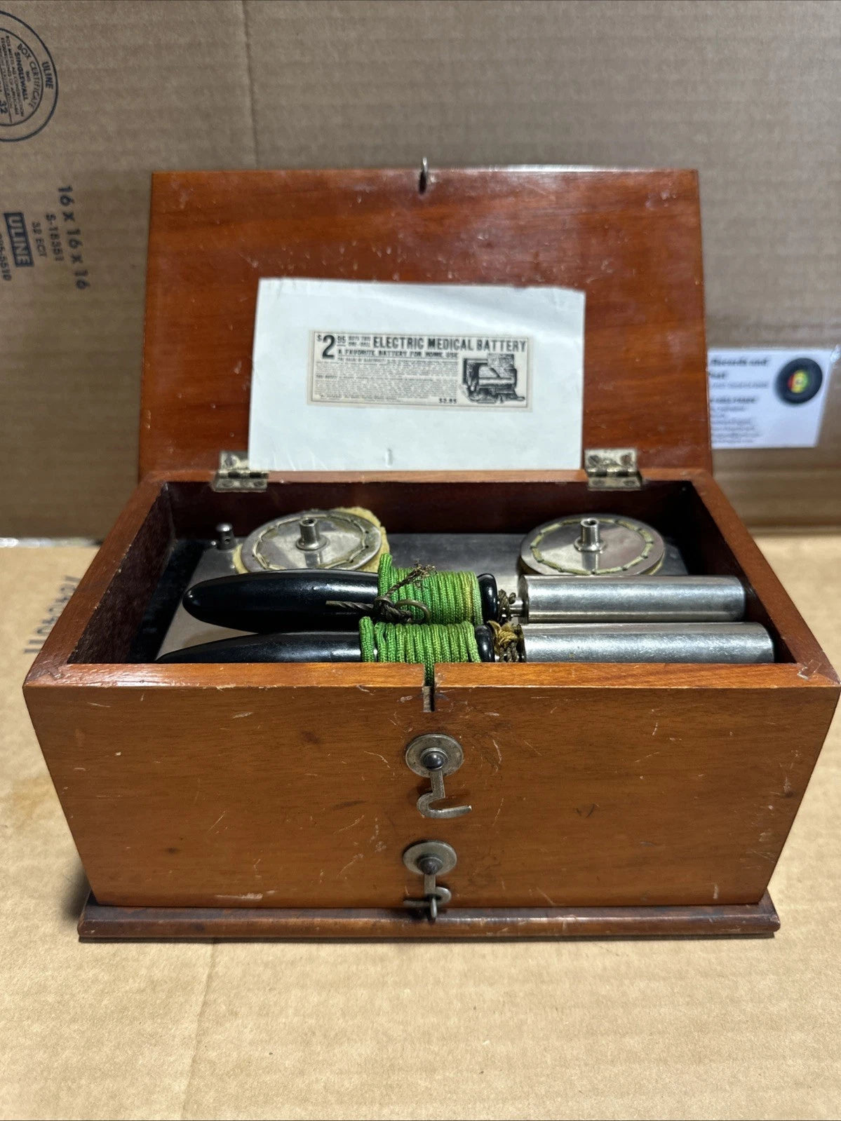 Antique Early 1900s Brunnell Home Medical Apparatus — Solid Quartersawn Oak Box