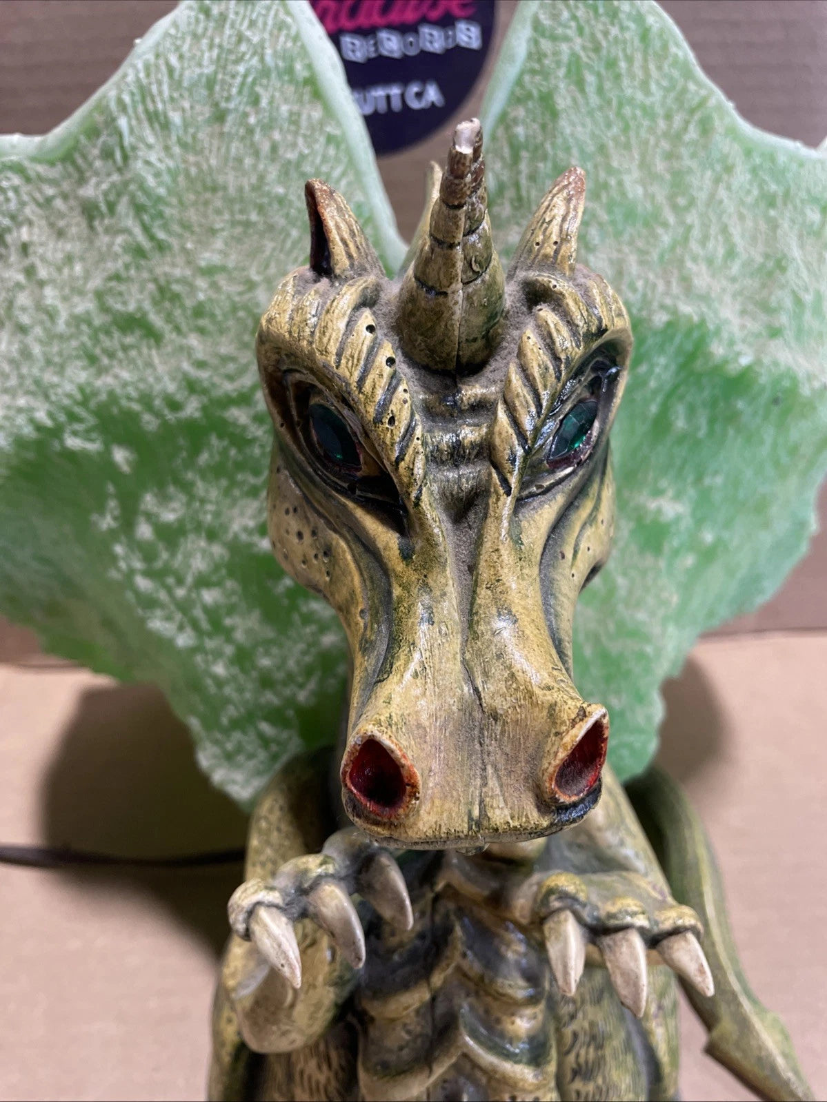 Vintage Dragon Green Lamp Working Tested Rare Dragon Themed