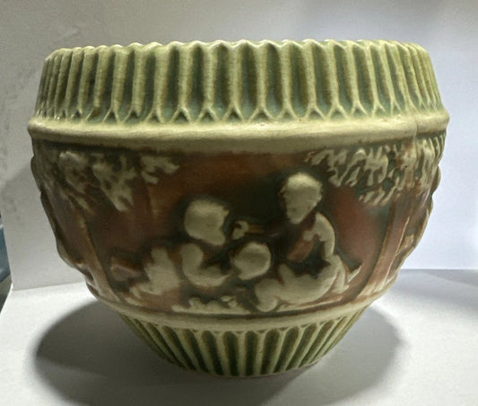 Antique Roseville Donatello Jardiniere 575-6 Vase Gorgeous Raised Relief Design