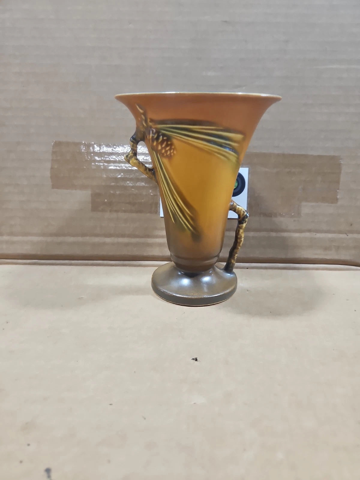 Roseville Pottery Brown Pine Cone Vase 906-6 Rare Vintage 1970's