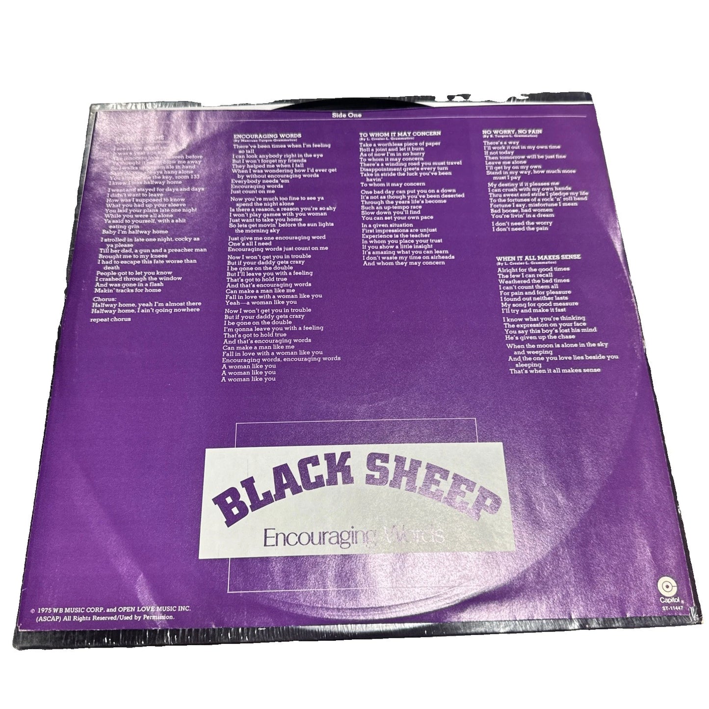 Black Sheep - Encouraging Words - Capitol – ST-11447 shrink vg+