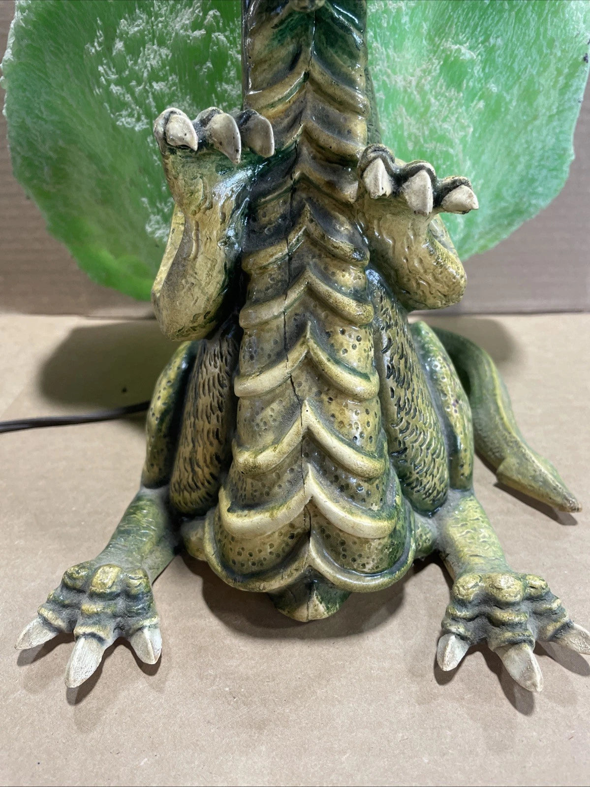 Vintage Dragon Green Lamp Working Tested Rare Dragon Themed