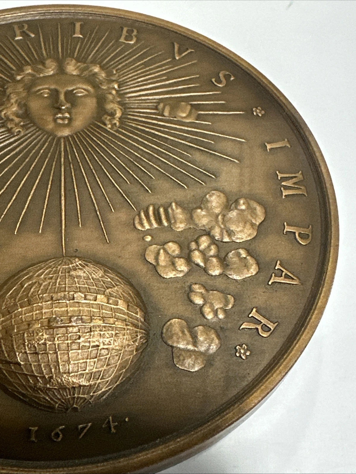 1800-1900AD Restrike of 1674 Dated FRANCE King LOUIS XIV Huge 3 1/4 Inch Medal