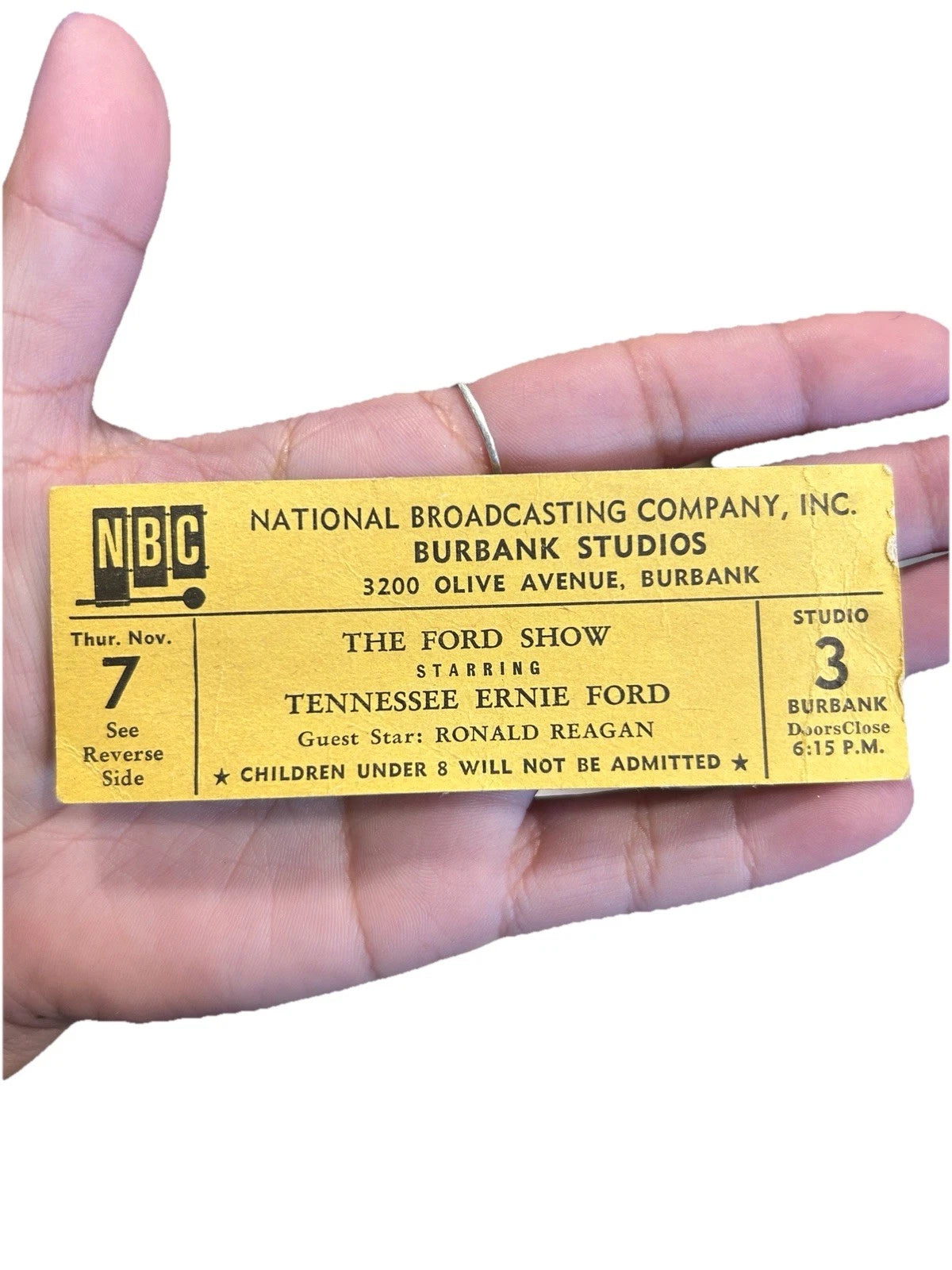 NBC Tennessee Ernie Ford Show Burbank studio ticket