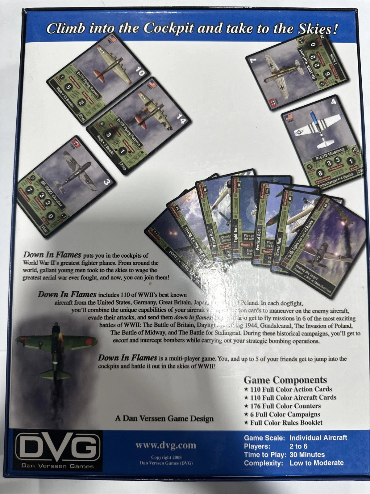 New in Shrink NIS - Down in Flames Aces High War Game by DVG Games - Open Box