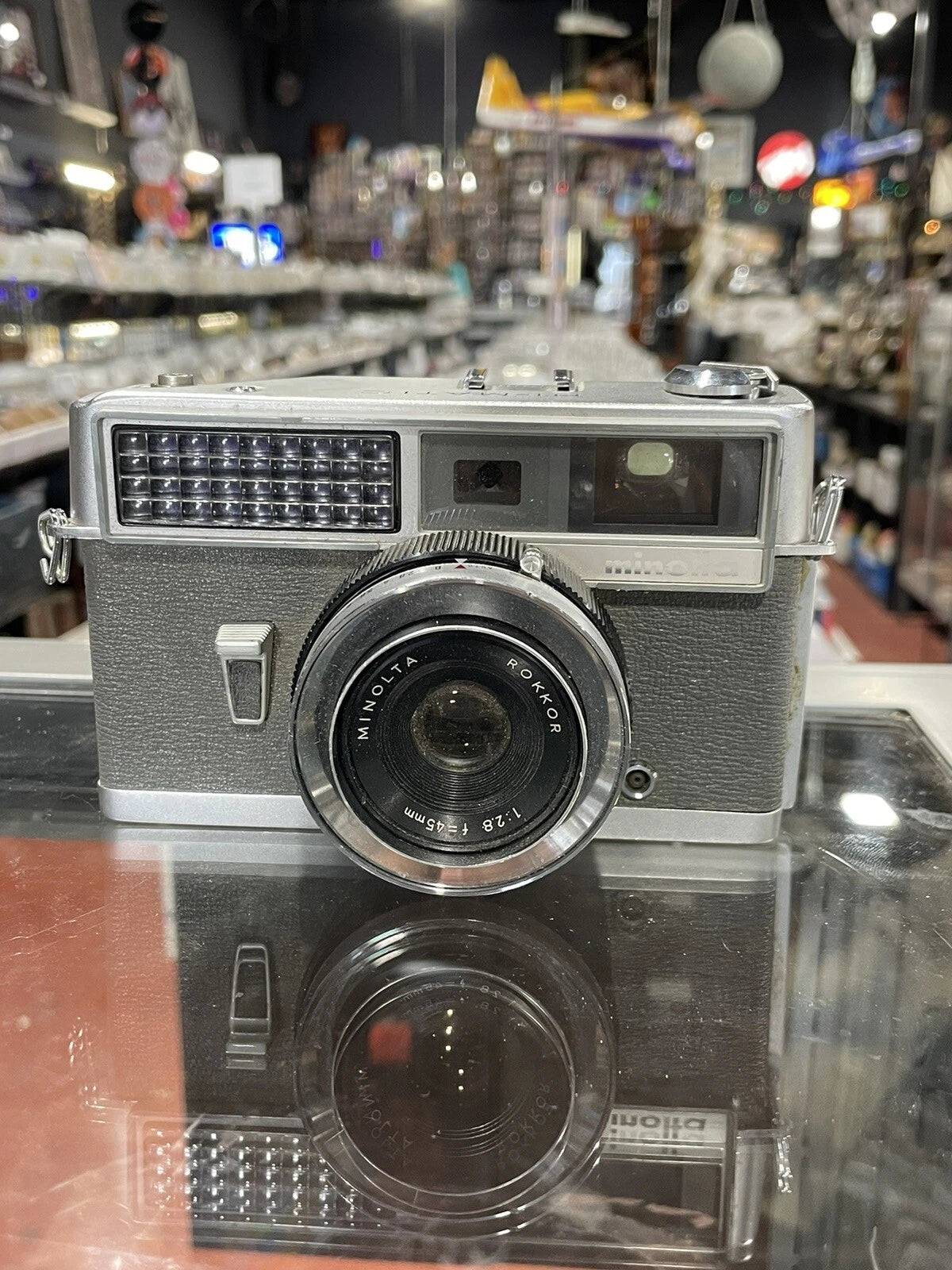 Vintage MINOLTA HI-MATIC W/ ROKKOR-PF 45mm 1:2.8 F2 From JAPAN RARE Version