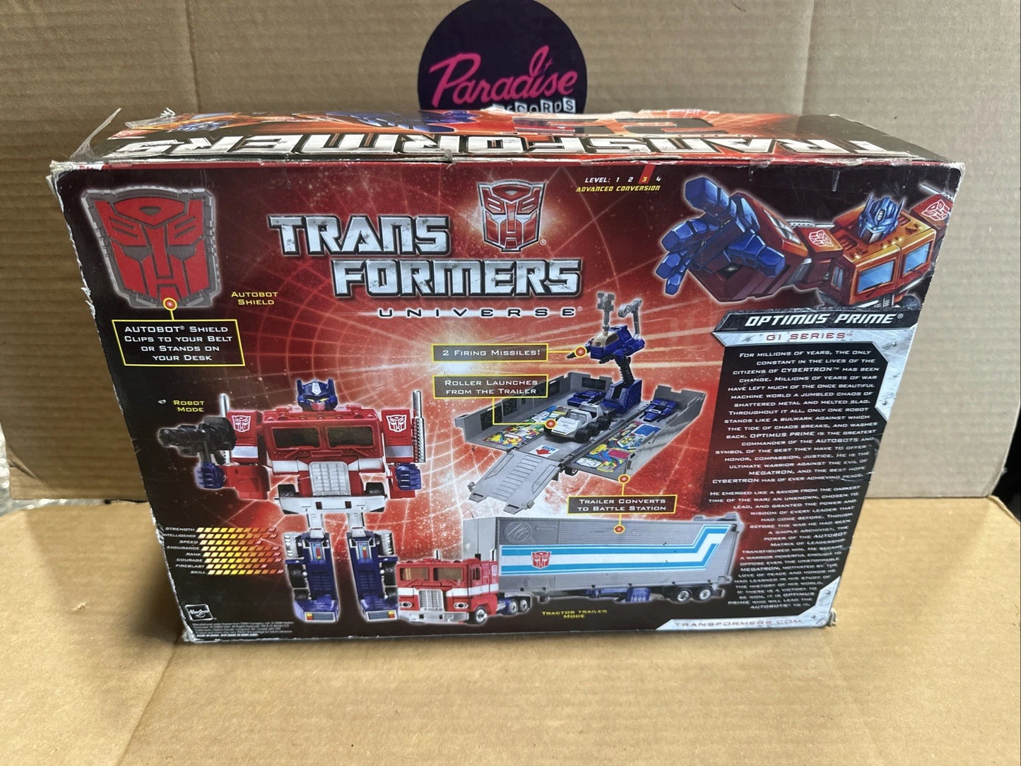 Transformers Universe G1 25th Anniversary Optimus Prime Comic DVD Damaged Box