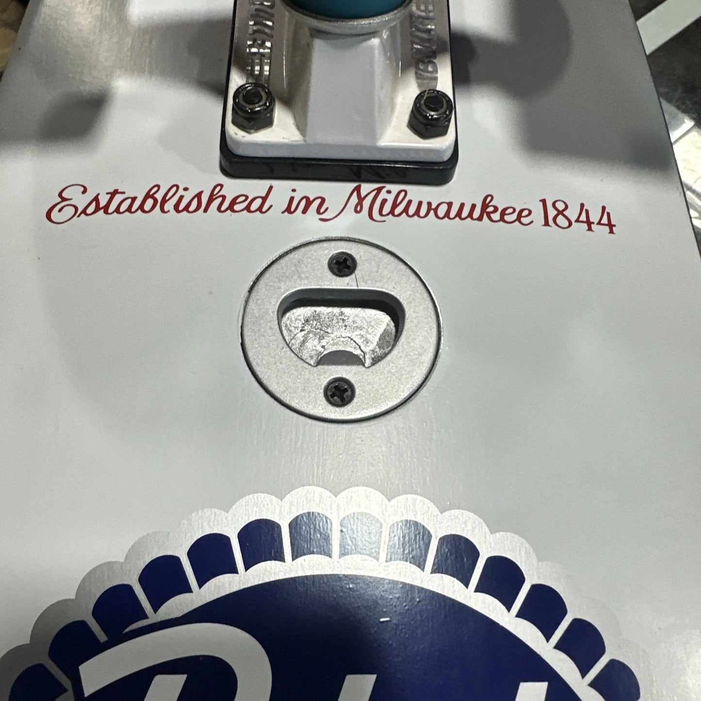 Santa Cruz x Pabst Blue Ribbon "Cold One" Skateboard Deck Built-in Bottle Opener