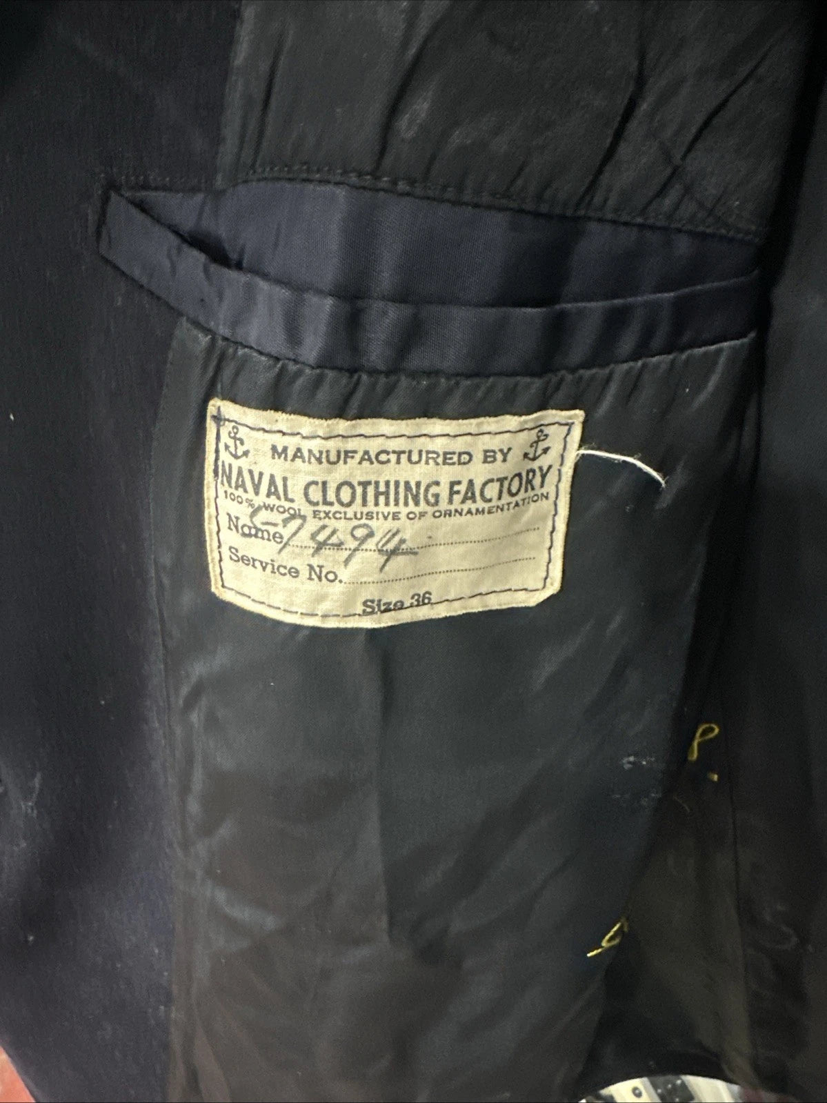 Vintage US Navy 1960s Kersey Peacoat Mens 38R Black Wool Double Breasted Coat