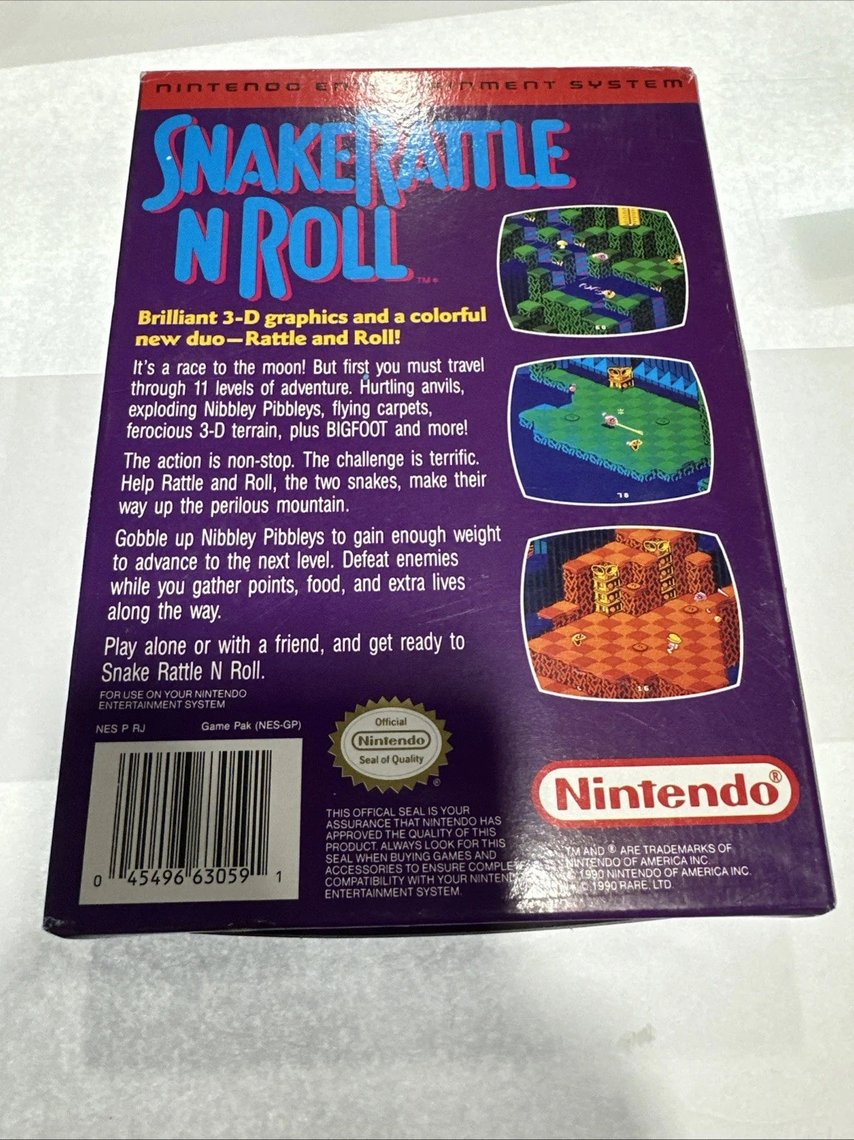 Snake Rattle 'n' Roll Nintendo NES 1991 Complete Authentic Near Mint