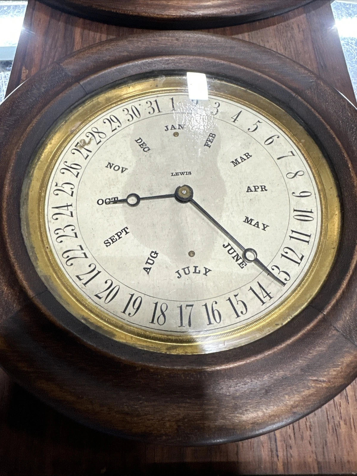 Antique Lewis Patent Double Dial Perpetual Calendar Clock Partially Working RARE