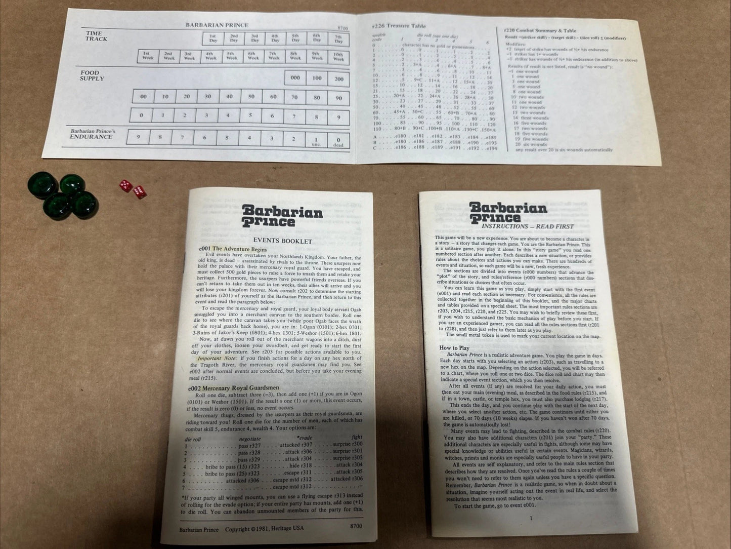 Barbarian Prince 1981 Dwarfstar Roleplaying Boardgame Okay Condition Incomplete