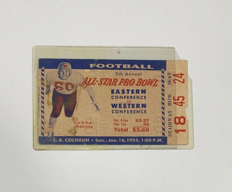 1955 5th Annual All-Star Pro Bowl Ticket Stub L.A. Coliseum East Vs West