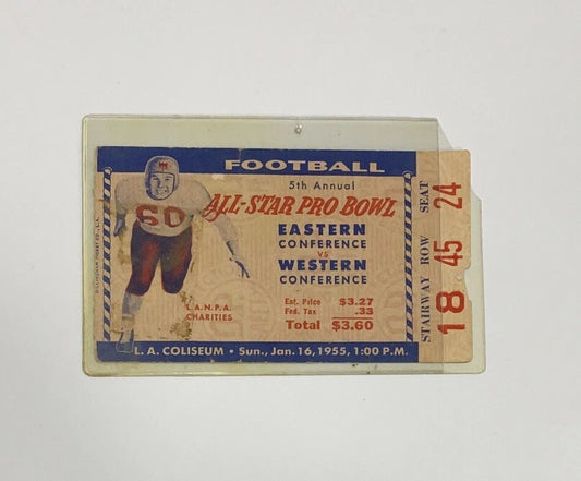 1955 5th Annual All-Star Pro Bowl Ticket Stub L.A. Coliseum East Vs West