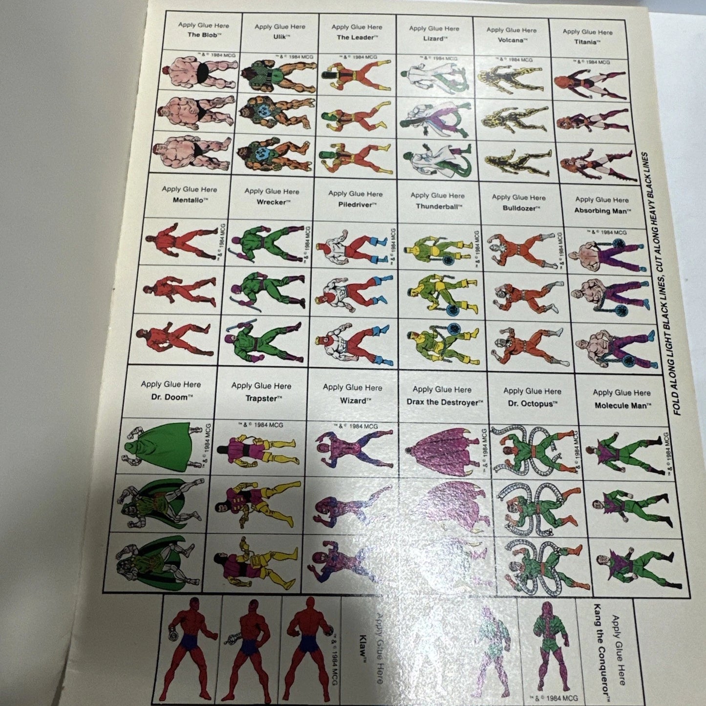 1984 MARVEL SUPER HEROES GAME ACCESSORY FOLD-UP FIGURES TSR 6856 Never Used!