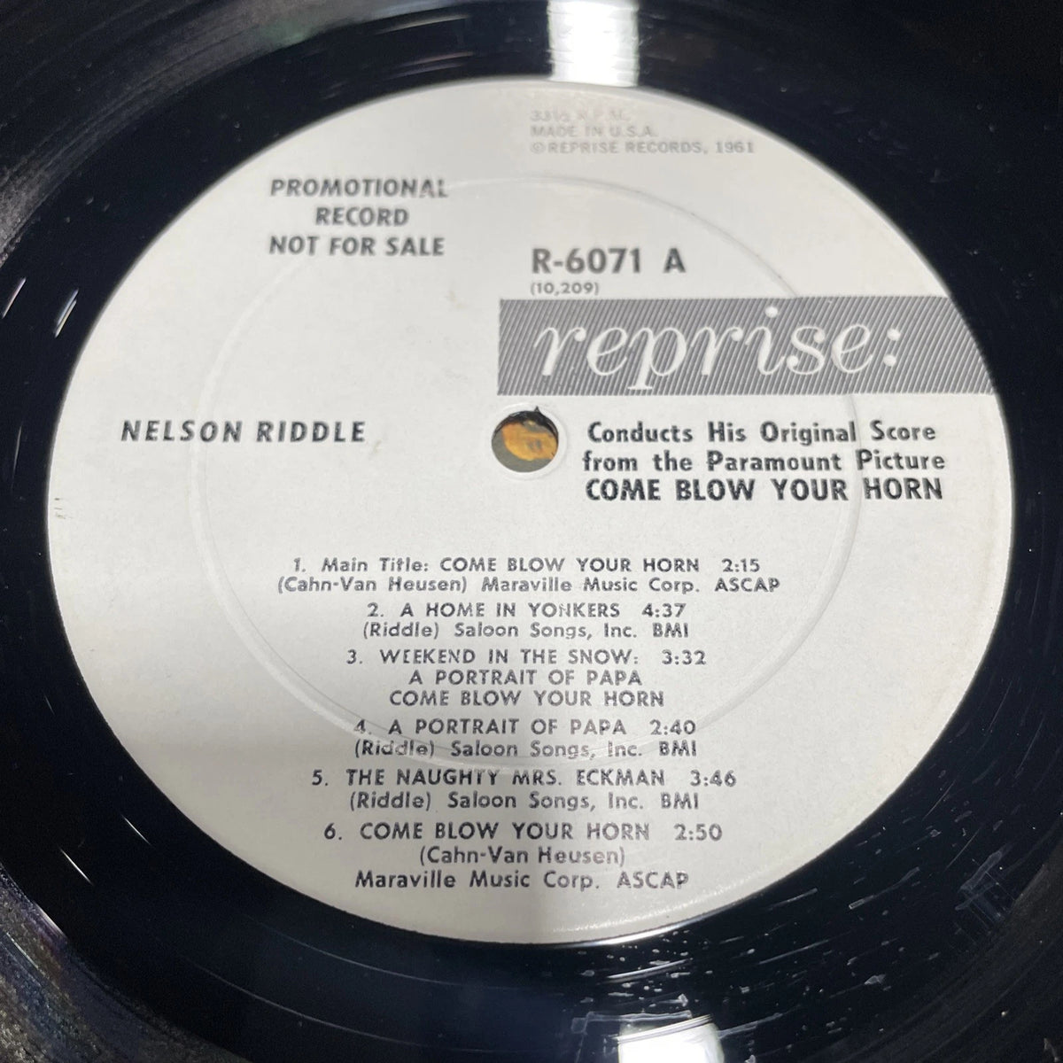 Come Blow Your Horn Records R-6071 Frank Sinatra Nelson Riddle White Label Promo