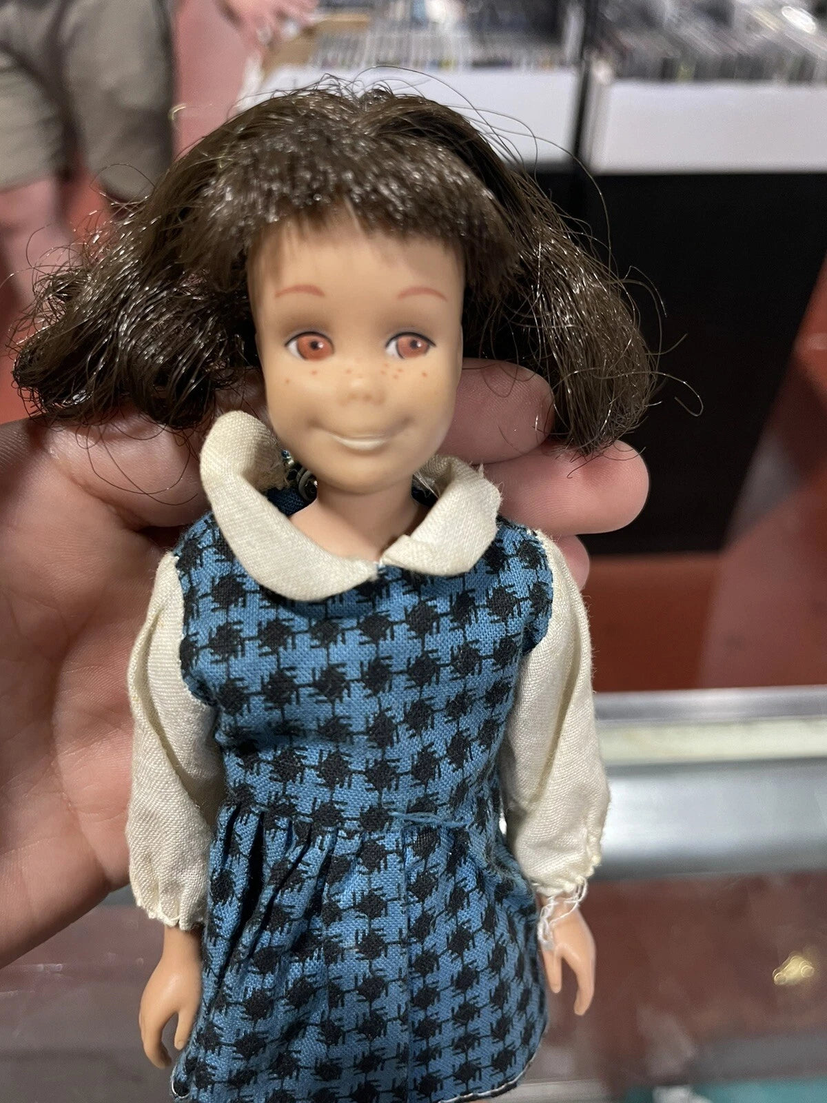 Original Barbie Doll Head Mattel 1963 Brown Hair & Eyes Freckles