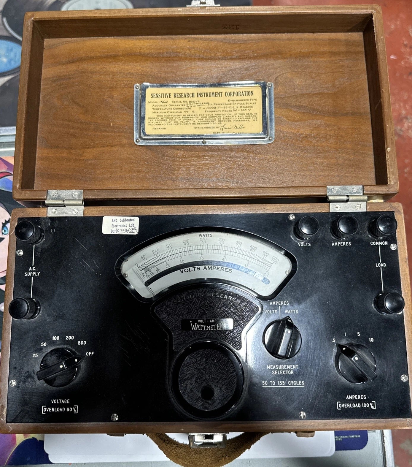 1957 Sensitive Research Instrument Co VOLT - AMP Wattmeter Scientific Instrument