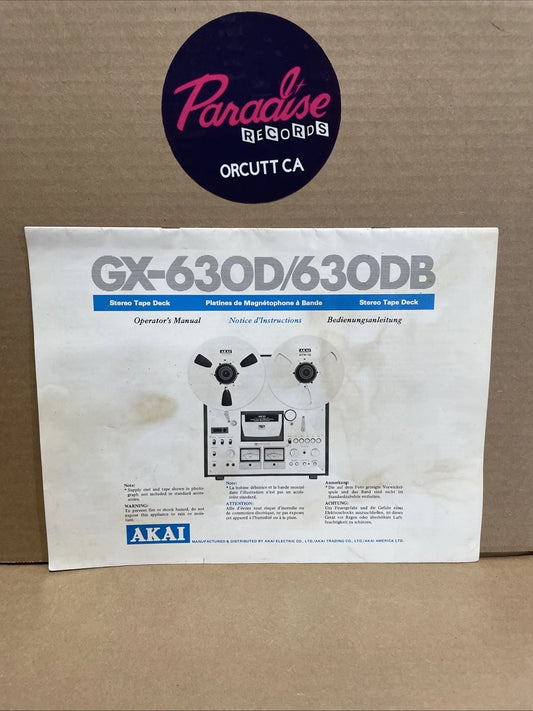 Operator‘s Manual-Bedienungsanleitung für Akai GX-630D/630DB