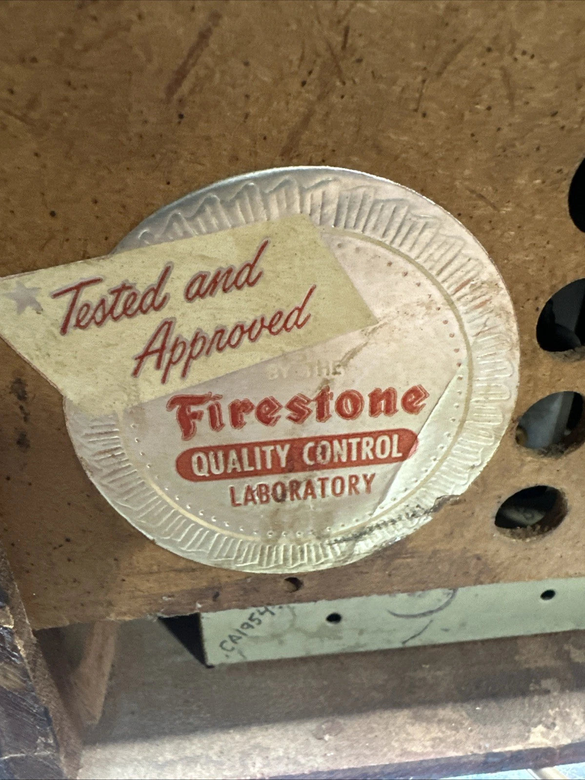 1954 Firestone 4-A-128 AM Radio Telechron Mantle Clock Chestnut Wood parts only