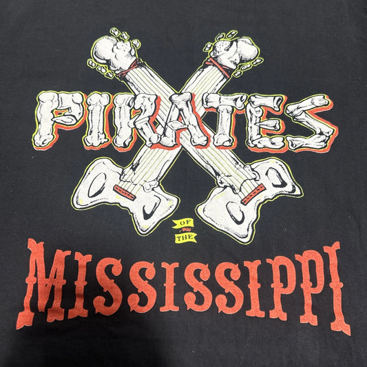 Vintage Pirates Of The Mississippi Logo T-Shirt Double Sided SINGLE STITCH XL