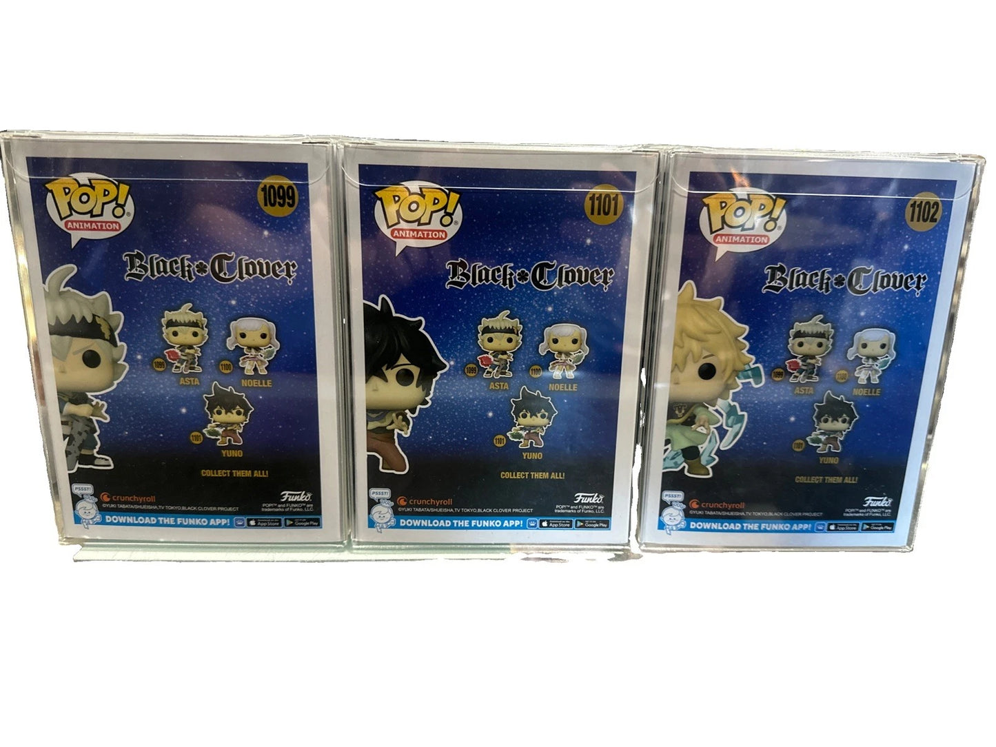 Black Clover Pop Figure Lot Of 3 With Protective Cases