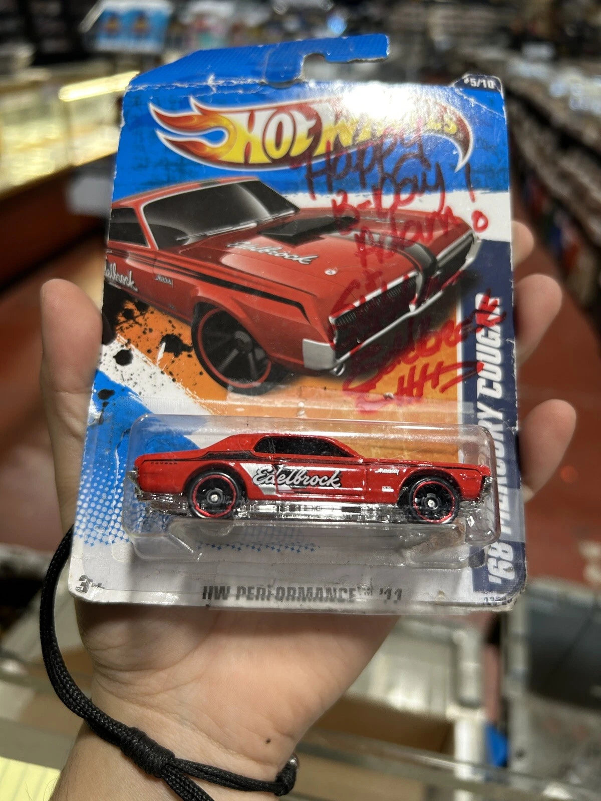Hot Wheels Edelbrock Signed Card 68 Mercury Cougar