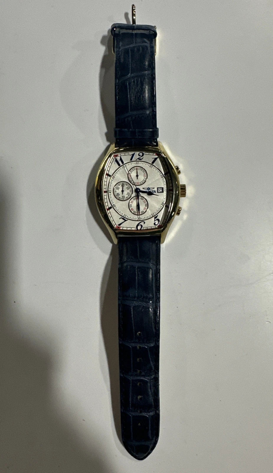 WORKING Invicta Specialty Chronograph Quartz Mens Watch Blue Leather Band