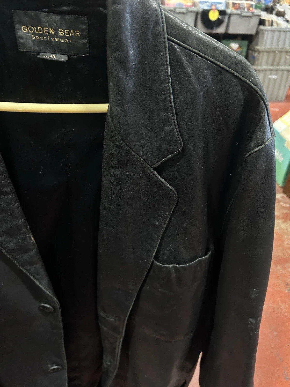 mens GOLDEN BEAR leather jacket FLAT POCKET SOFT SIZE XL