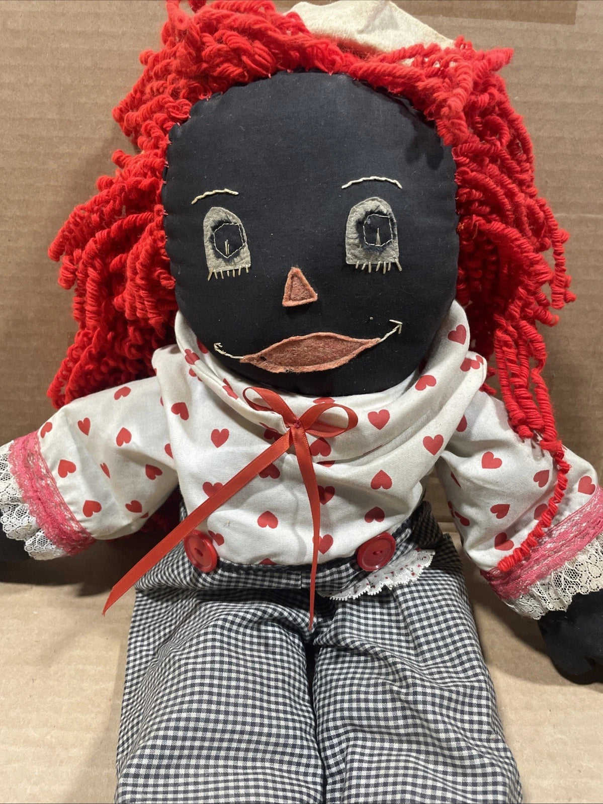 Large Vintage African American Folk Art Rag Doll, 24” Lot Of 2