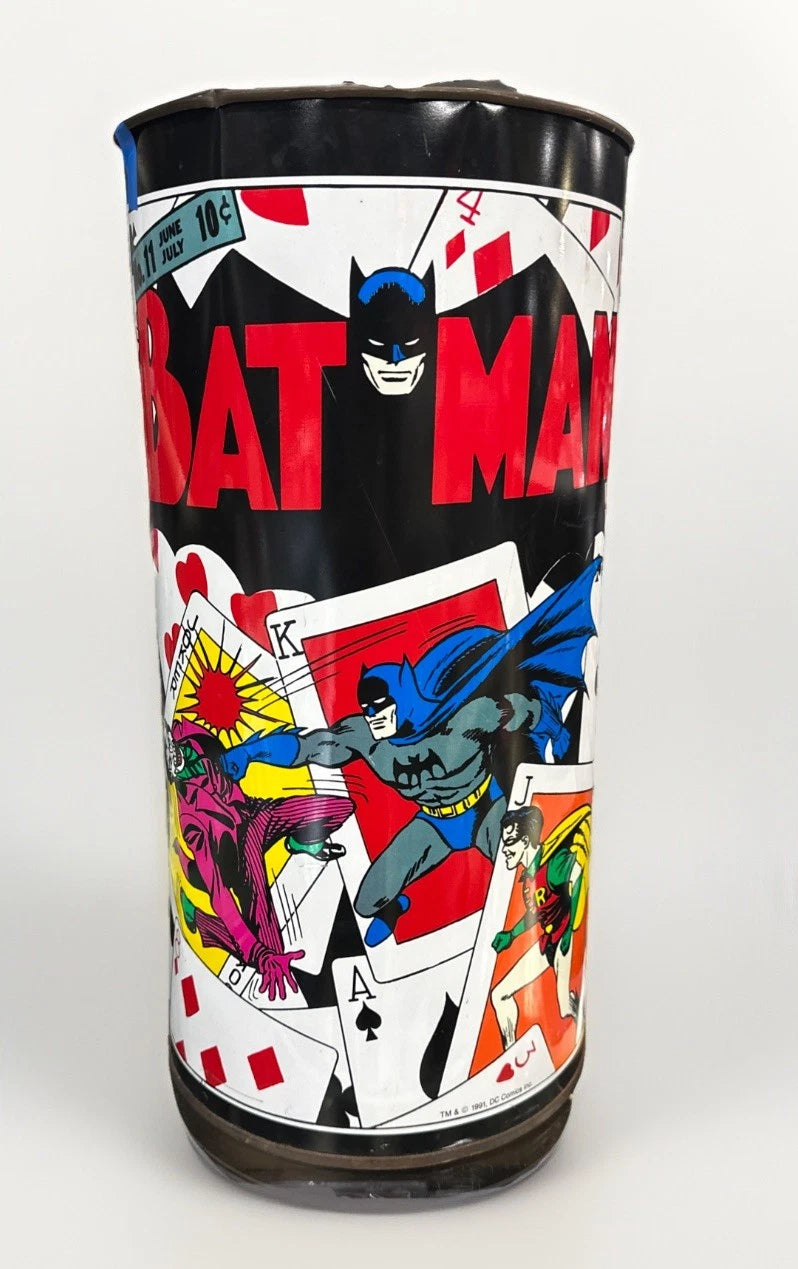 Vintage 70s/80s Batman Superman P&K Metal Comic DC Comics Wastebasket Elgin IL