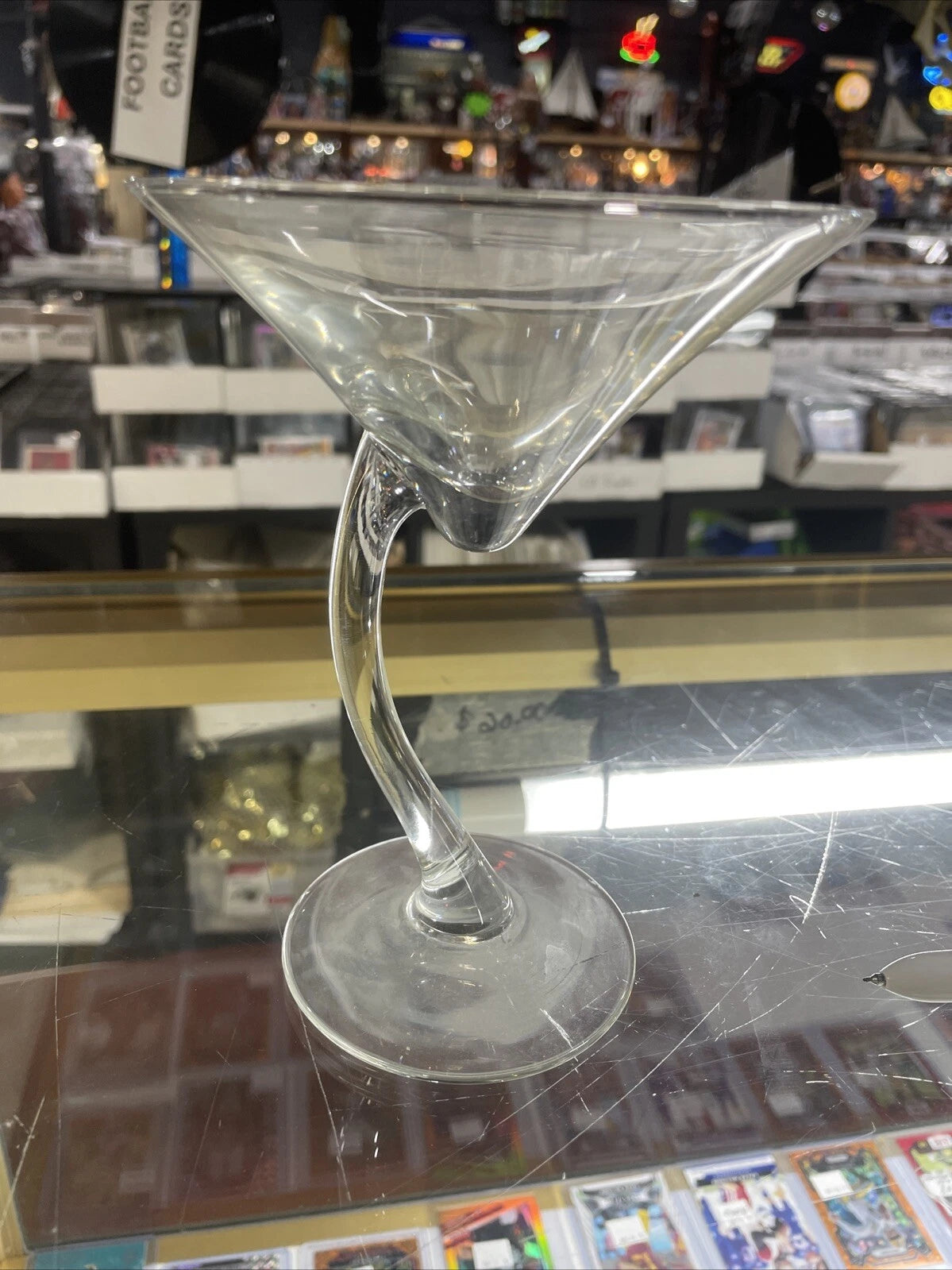 Libbey SWERVE Martini Cocktail Glasses Clear Curved Offset Stem Set Of 4