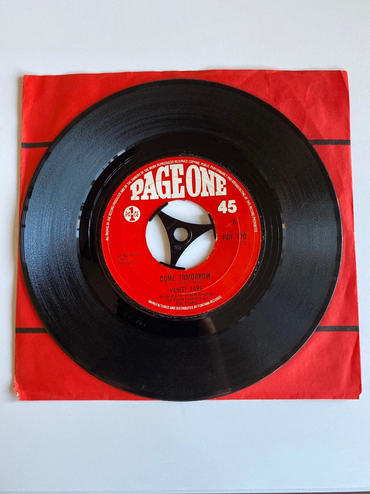 Vanity Fare Come Tomorrow Megowd Something Tells Me Page One POF 170 UK 7"