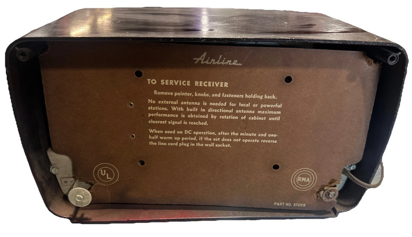 VintageMontgomery Wards Airline Model 57c119 Tube Radio Brown as is parts only