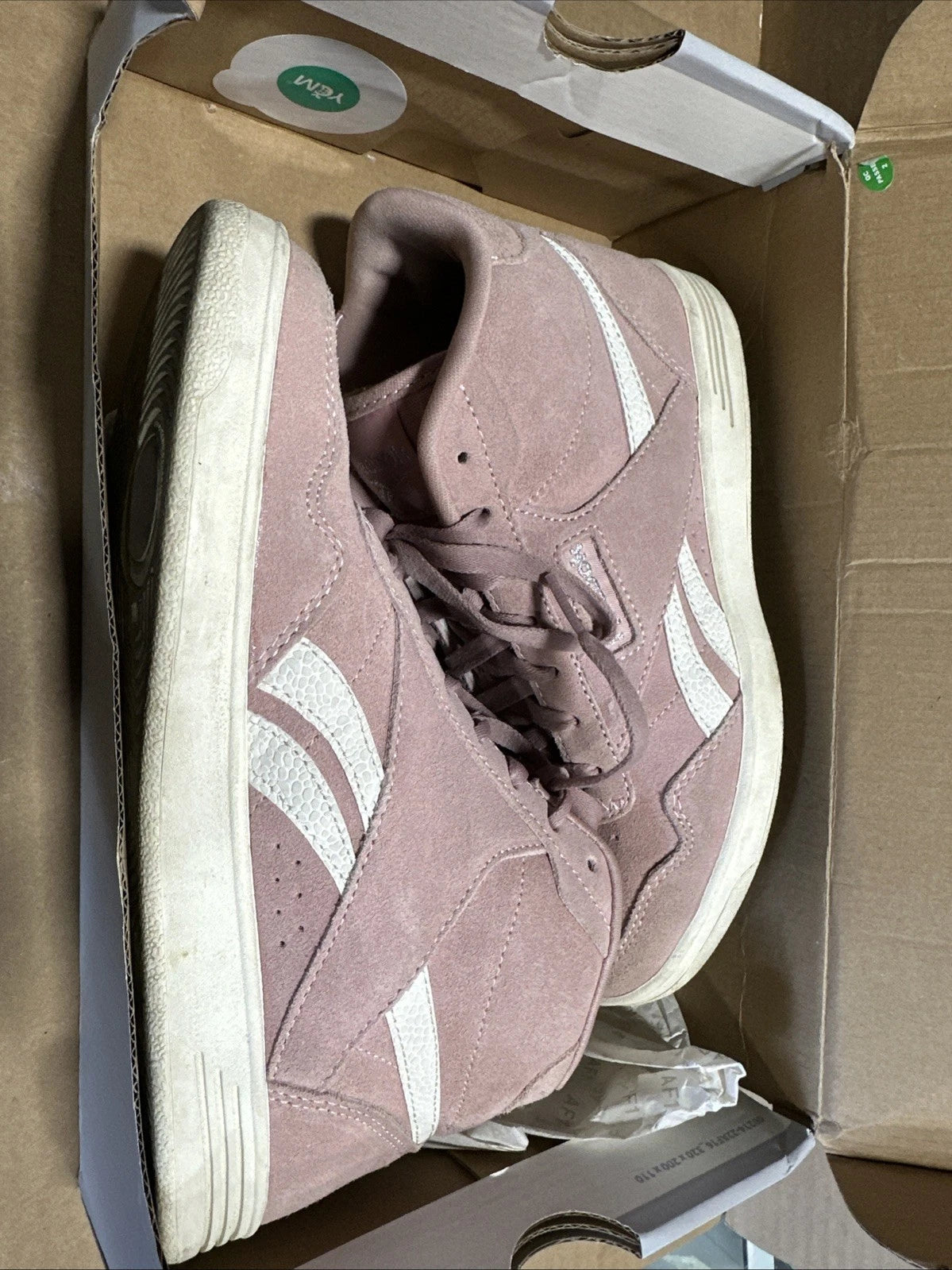 Reebok Club High Womens Size 7 Pink White Athletic Suede Shoes Sneakers