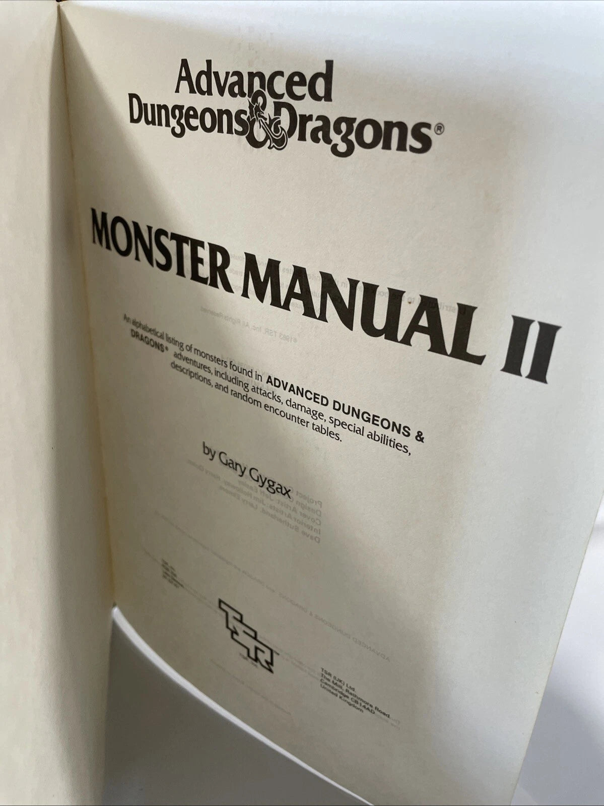 Advanced Dungeons & Dragons Monster Manual 2 II Gary Gygax TSR 1983 Acceptable