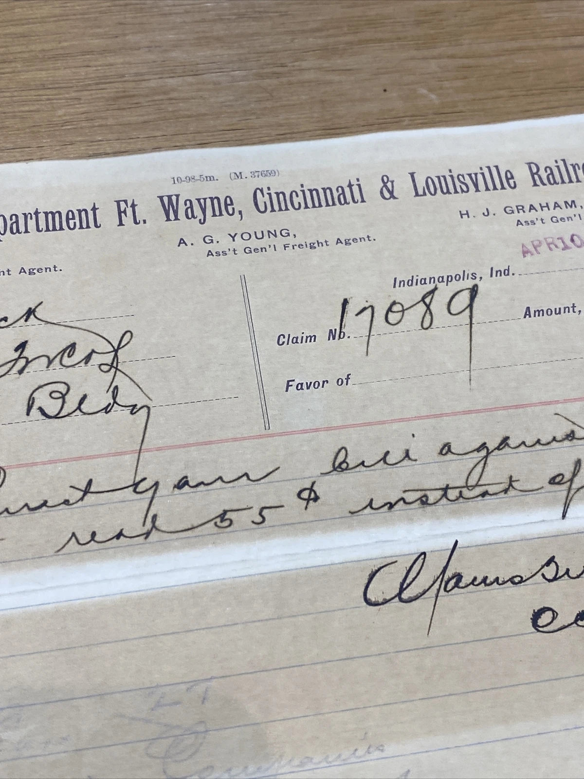 Vintage 1901 General Freight Ft Wayne, Cincinnati & Louisville Railroad Railway