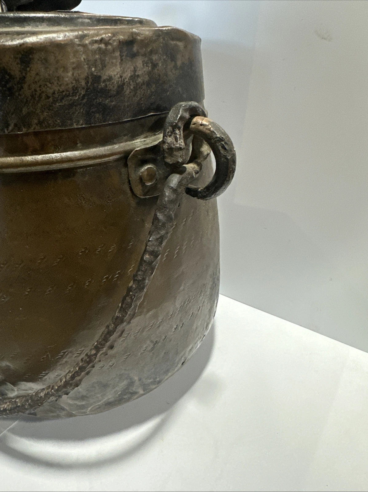 Antique Primitive Hammered Copper Bean Pot with Lid 11" tall