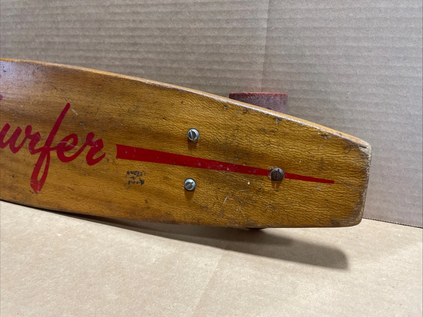 Antique Vintage 1960s Wooden Wood Early Skateboard "Surfer" Rare Vintage