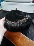 Vintage Fascinator Hat Made In France (MAGIC BODY) Curled Feathers Black