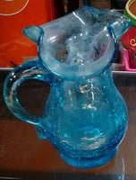 vintage blue turquoise glass creamer