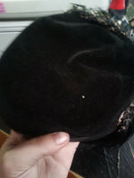 Vintage Fascinator Hat Made In France (MAGIC BODY) Curled Feathers Black
