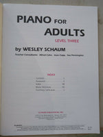 SCHAUM Piano for Adults (Level 3 Early Inter Level) Educational Piano Book