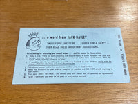 Vintage Unused Ticket Jack Bailey Queen for a Day ABC Moulin rouge July 1961