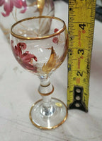 Vintage Hungarian Floral Hand Painted Drinking Set With Gold Trimming